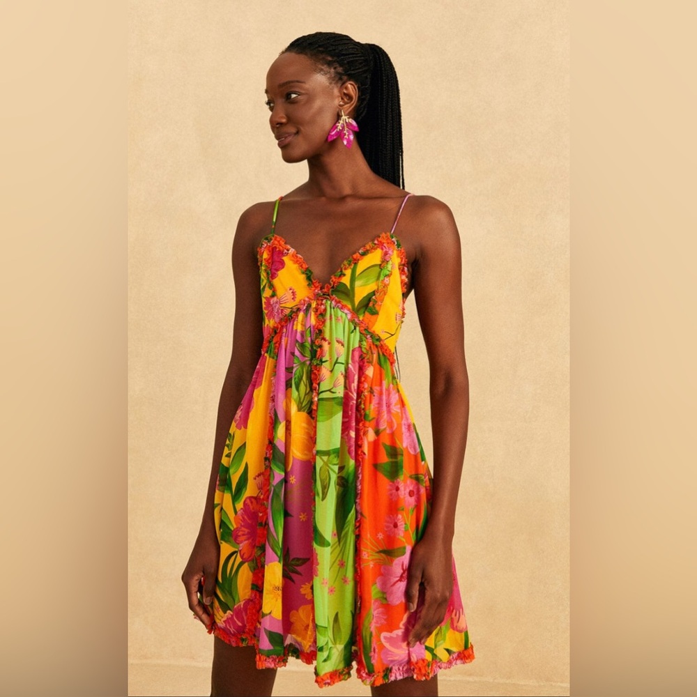 Farm Rio Mixed Romantics Garden Mini Dress NWT